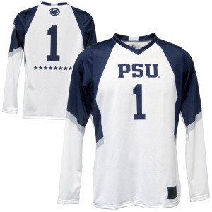 white and navy volleyball jersey PSU 1 National Champions front and back views
